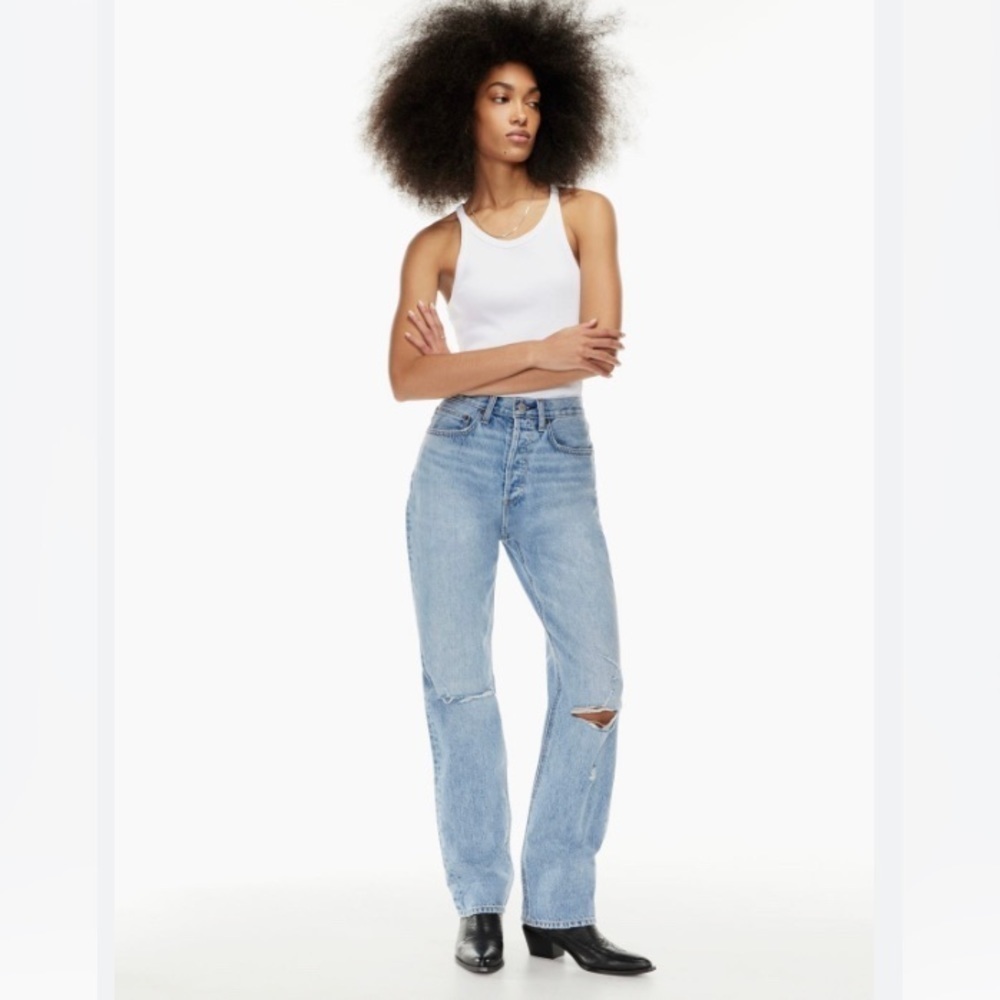 DENIM FORUM Sz 29L The Joni High Rise Loose Light  Wash Button Fly Jeans